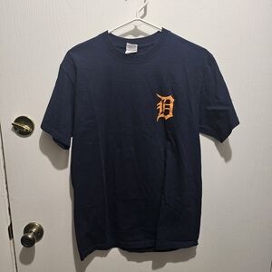 Jerzees Navy Short Sleeve Shirt with Orange Chest Emblem